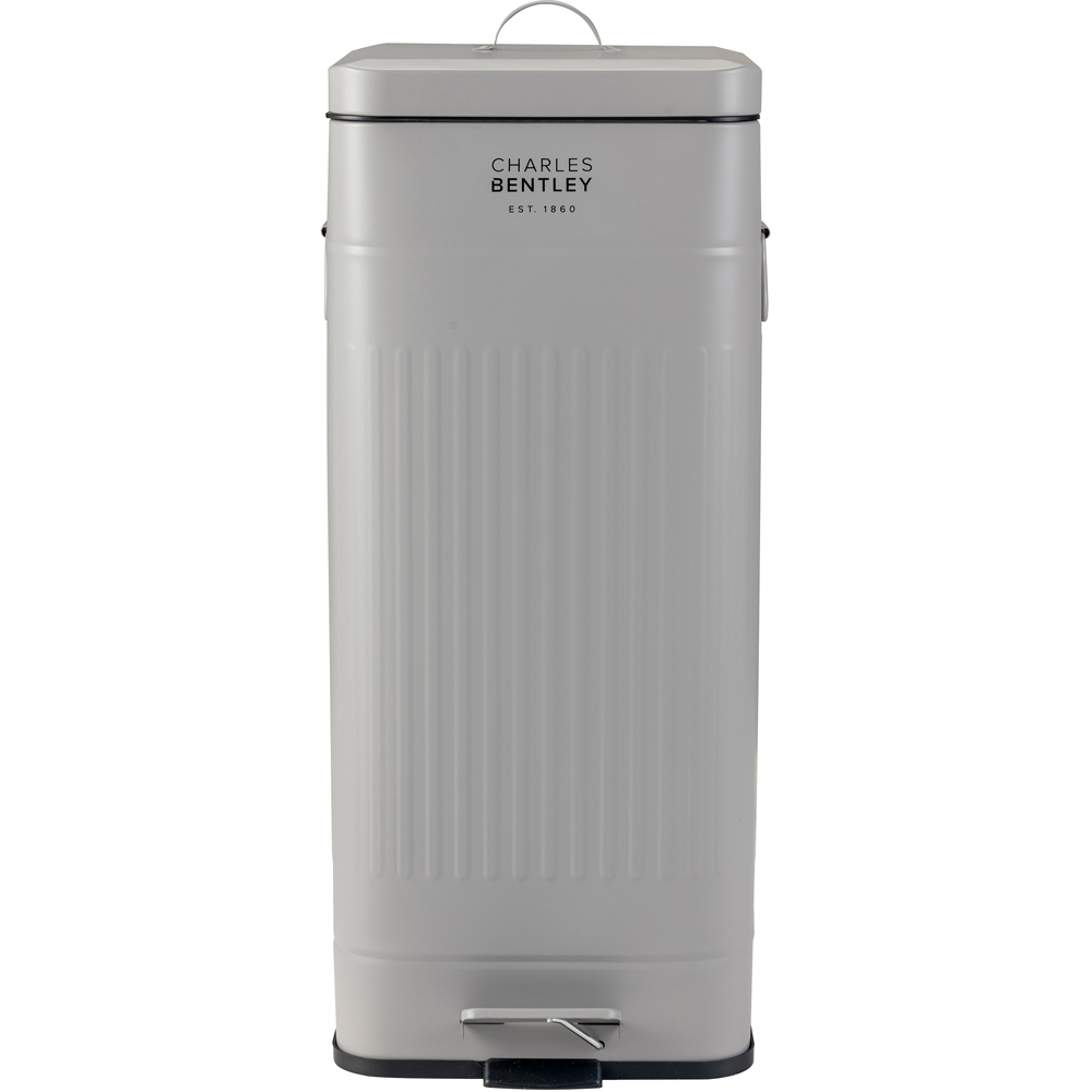 Charles Bentley Retro Square Steel Light Grey Kitchen Pedal Bin 30L Image 5