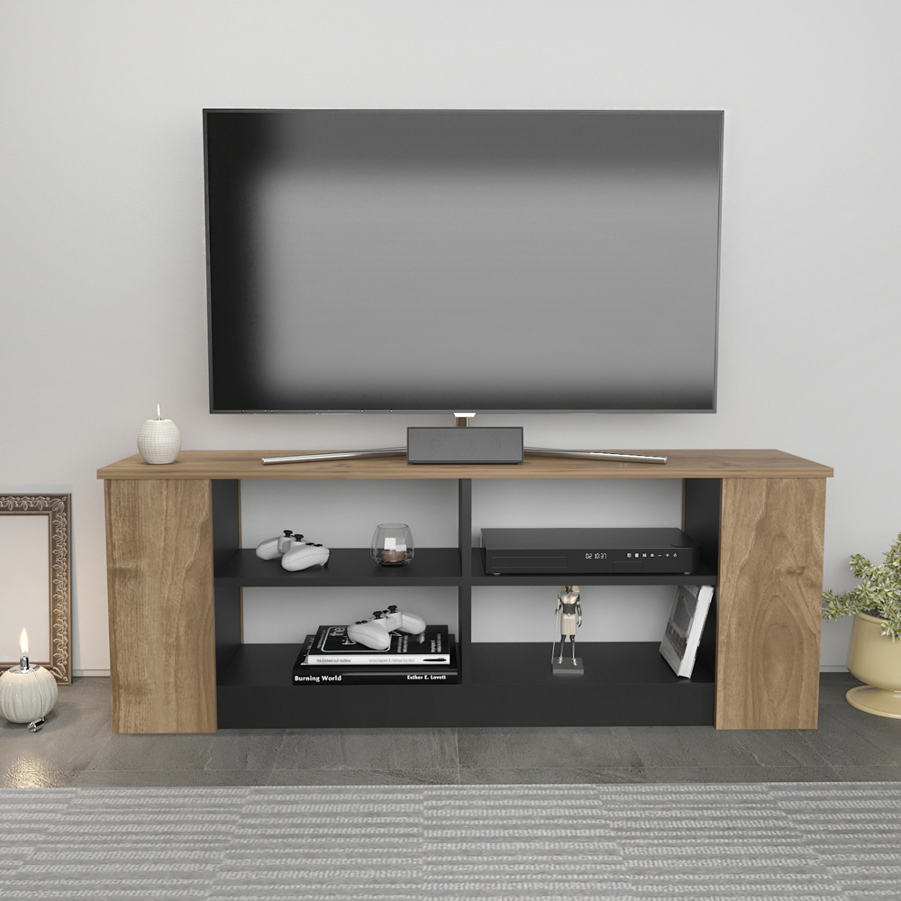 Decorotika Space 8 Shelf Walnut and Black TV Unit Image 5