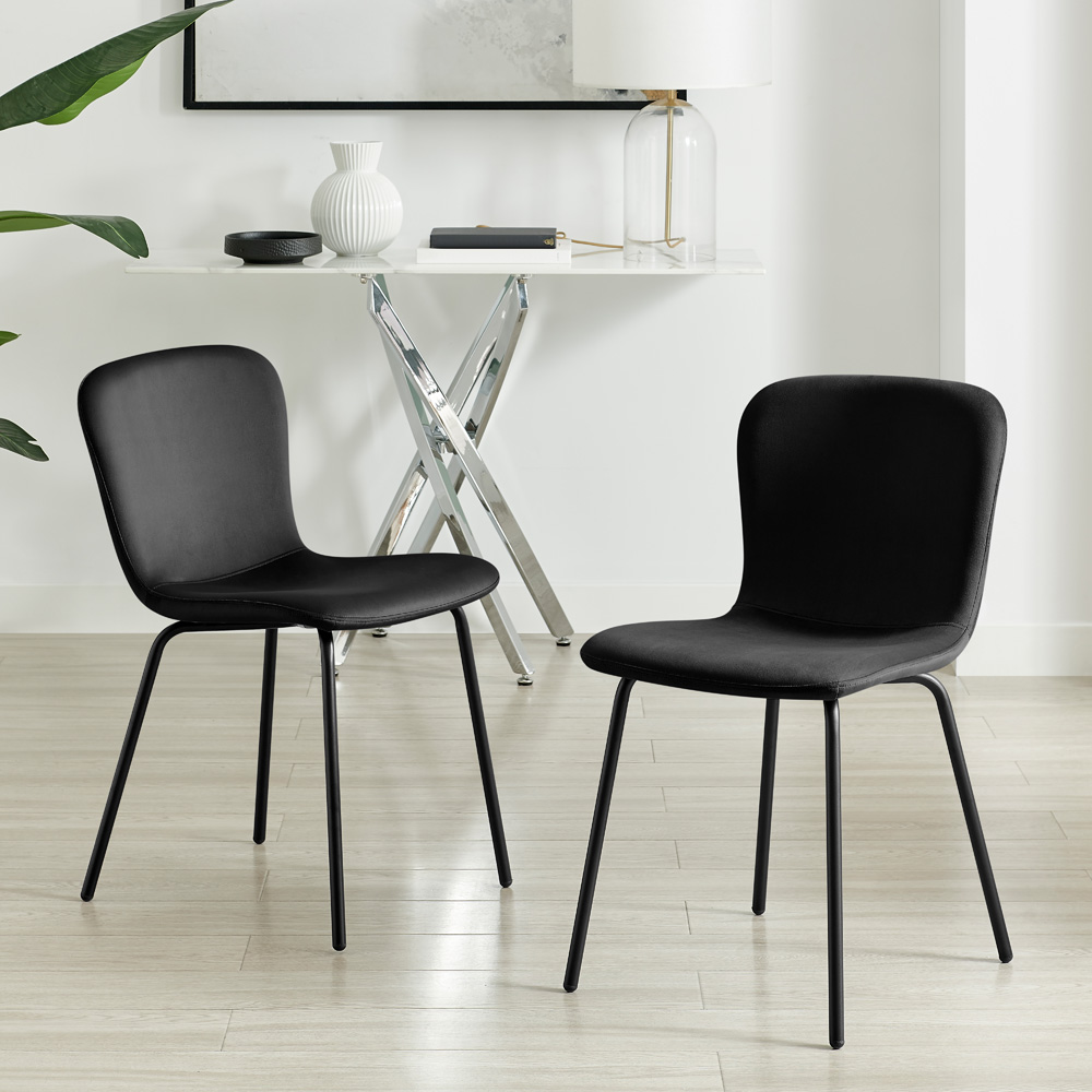 Furniturebox Sienna Set of 2 Black Velvet Dining Chairs Image 9