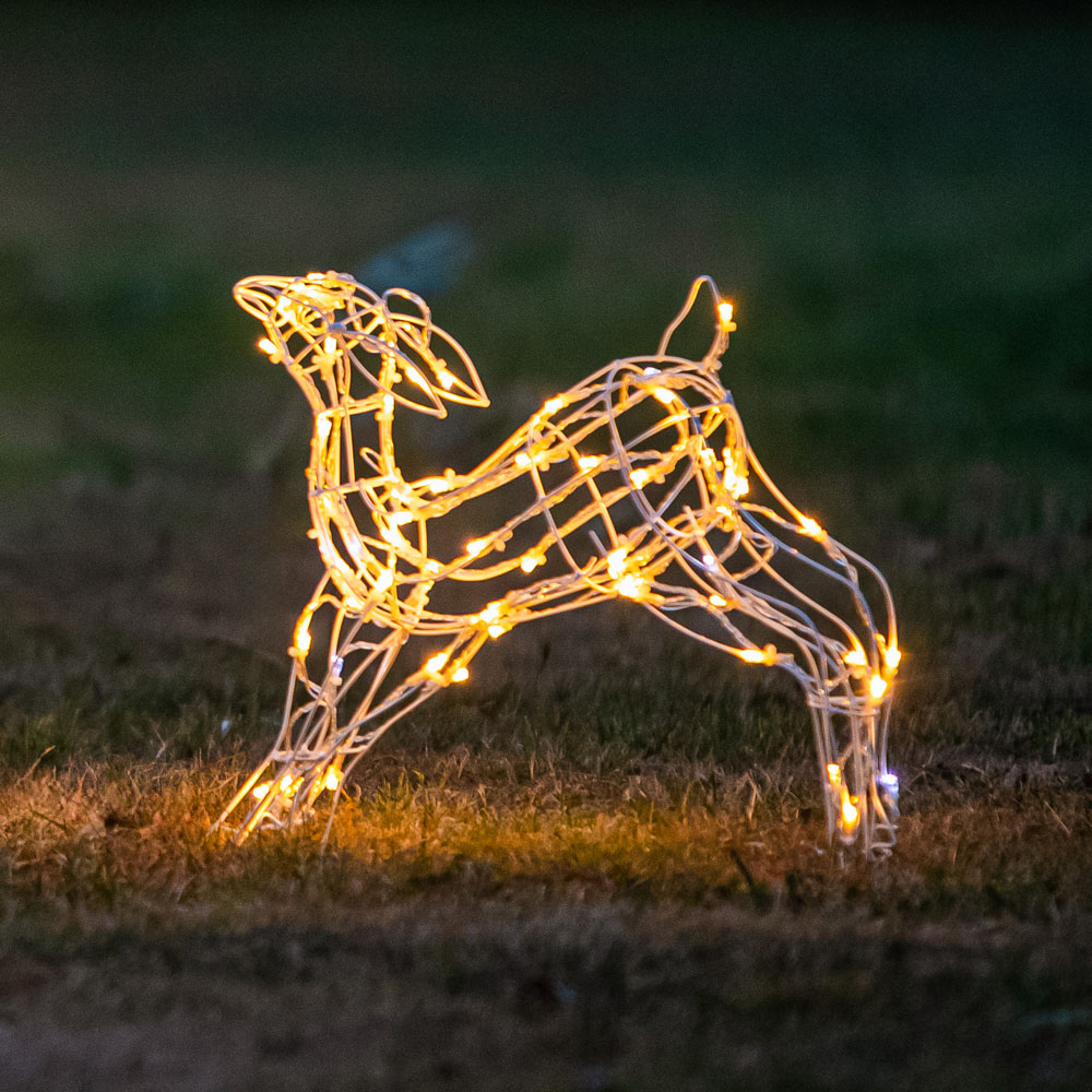 The Christmas Centre 250 LED White Wire Light-Up Mother and Baby Reindeer Set 3.2ft Image 4