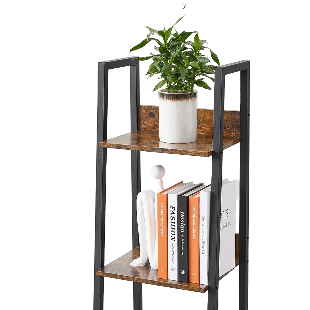 Modcraft 4 Shelf Black and Rustic Brown Industrial Ladder Shelf Image 4
