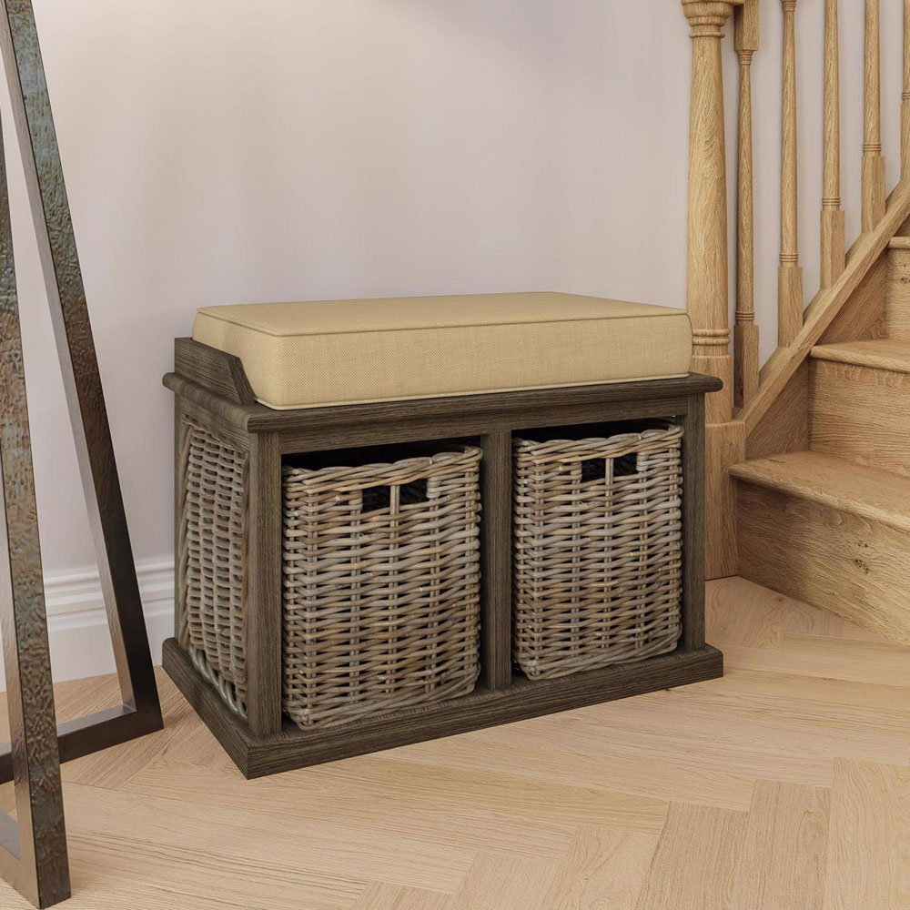 FWStyle Maya 2 Seater Kubu Rattan Handmade Bench with Storage Basket Image 6