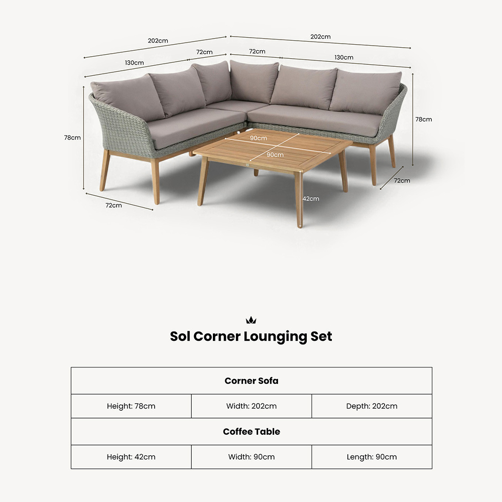 Royalcraft Sol 5 Seater Corner Lounge Set with Coffee Table Image 9