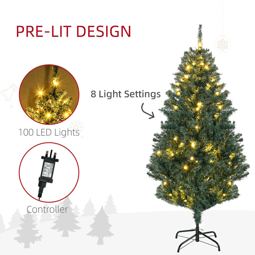 Everglow Warm White LED Pre-Lit Artificial Christmas Trees with Decoration Banner Tag 5ft Image 5