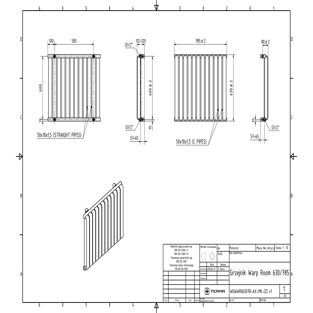 Terma Warp-Room E Wi-Fi Matt Teal Electric Radiator 800W 630 x 785mm Image 9