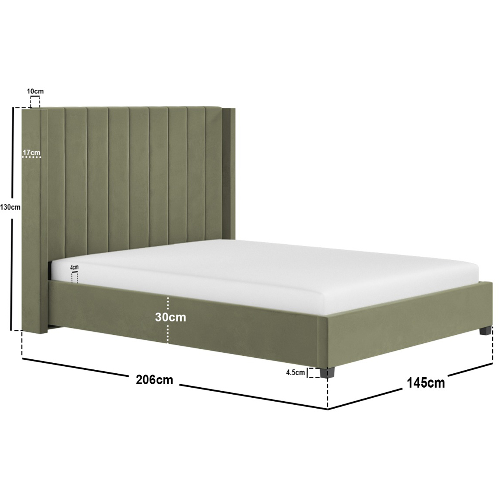 Flair Tiggy Double Khaki Velvet Ottoman Bed with Winged Headboard Image 7
