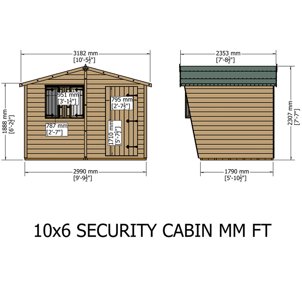 Shire 10 x 6ft Shiplap Style C Security Cabin Apex Garden Shed Image 8