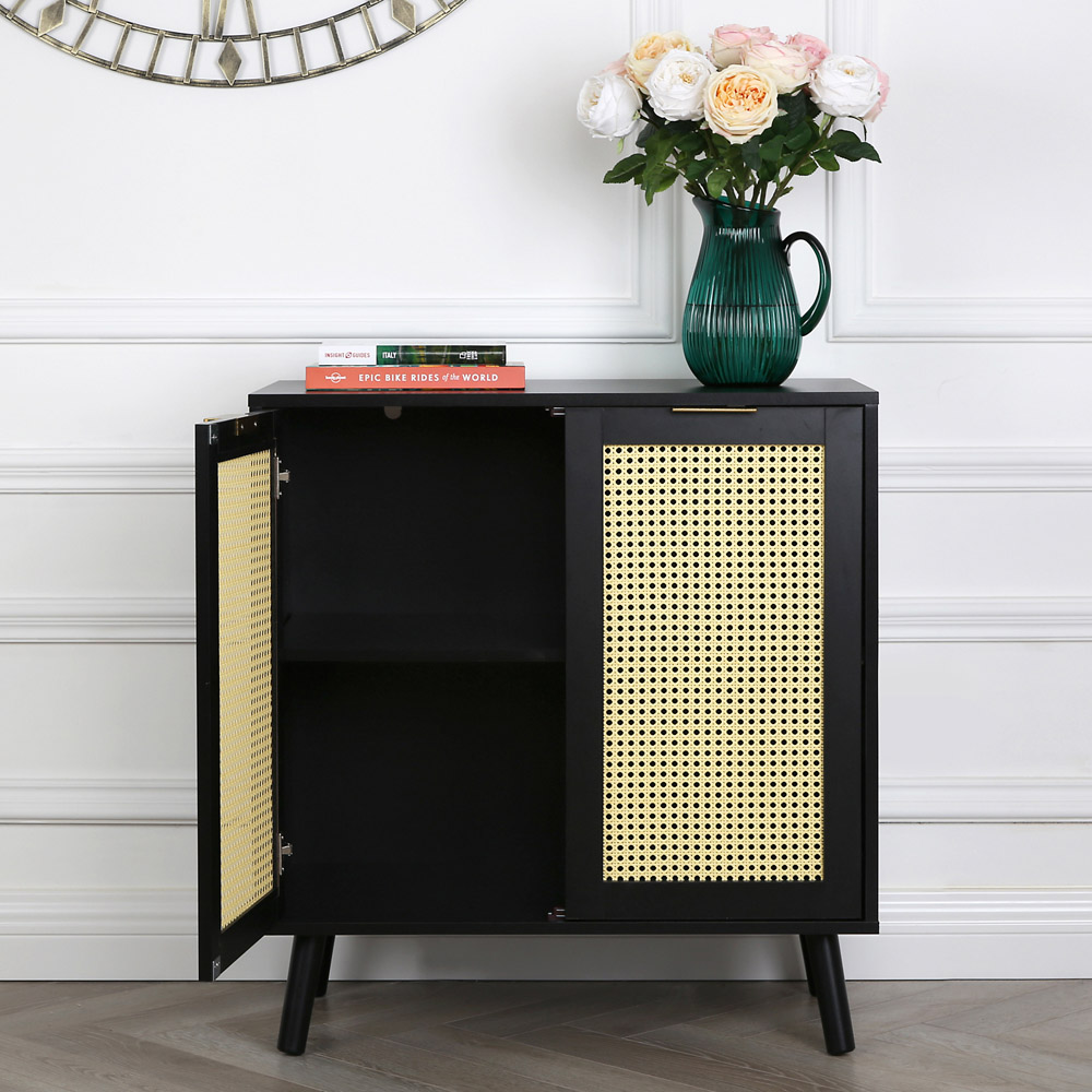 Craven 2 Door Black Sideboard with Cane Front Image 7