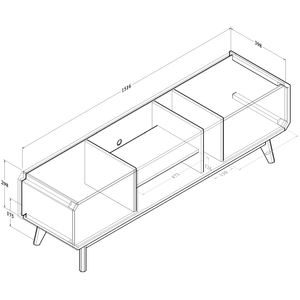 Kudl BR15 2 Door 3 Shelf Light Oak TV Unit Image 4