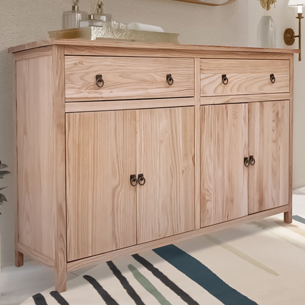 Montese 4 Door 2 Drawer Light Wood Sideboard Image 1