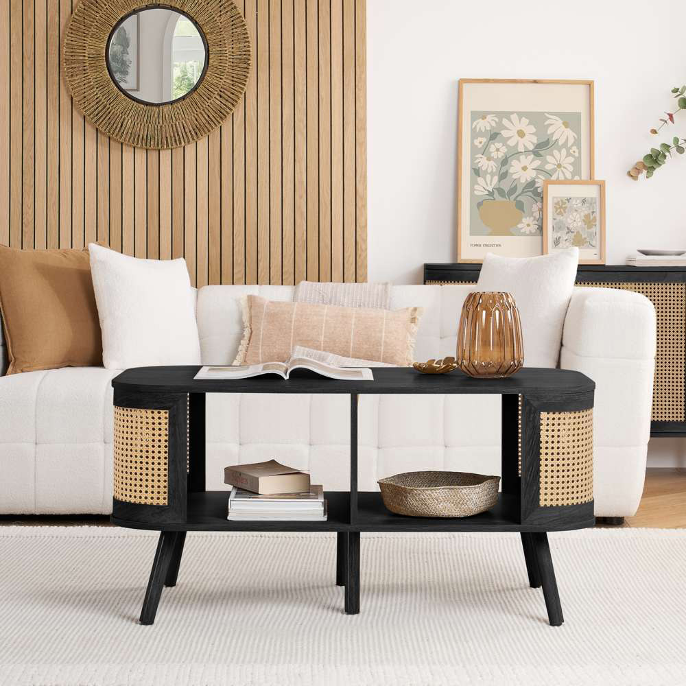 Birlea Noah 2 Shelf Black Rattan Coffee Table Image 8
