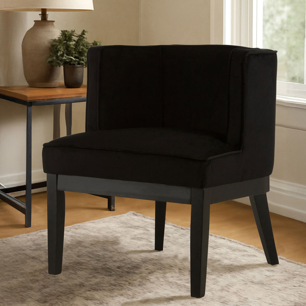 Premier Housewares Daxton Black Velvet Curved Back Chair Image 6