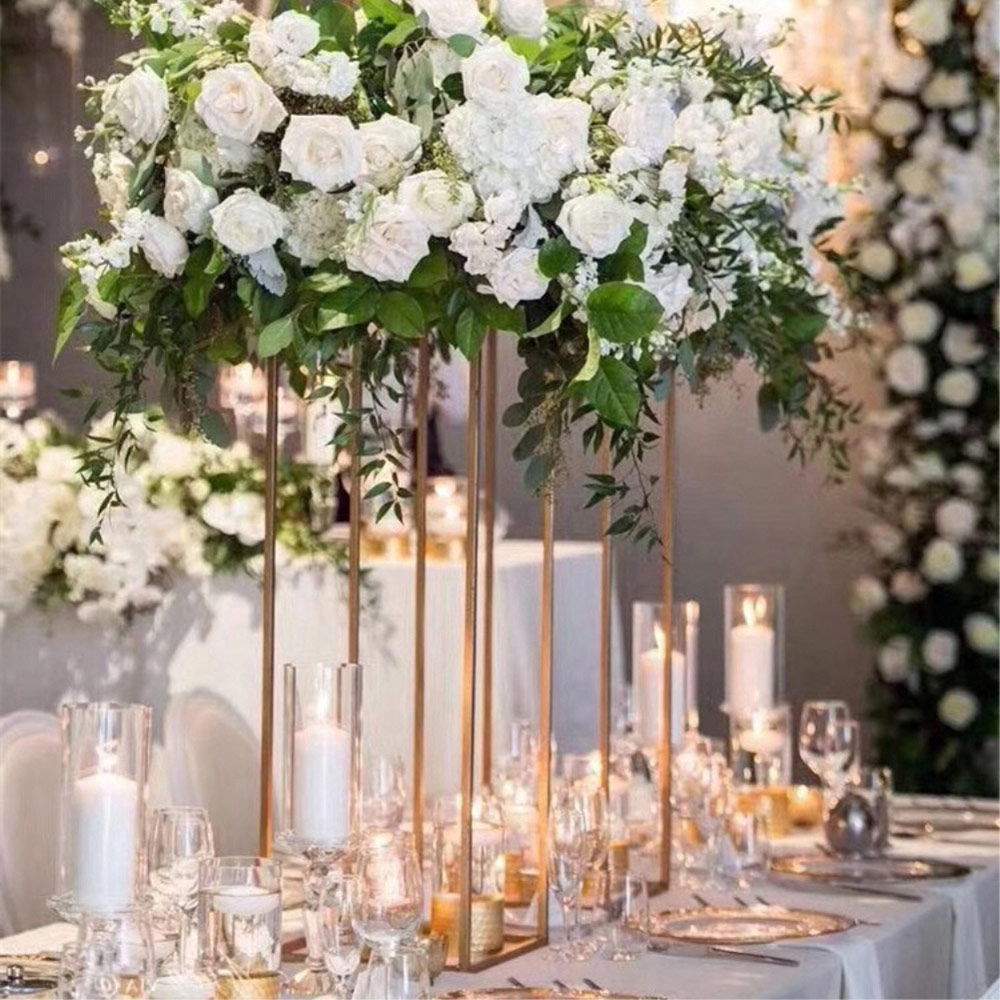 Living and Home Golden Metal Column Flower Stand Image 5