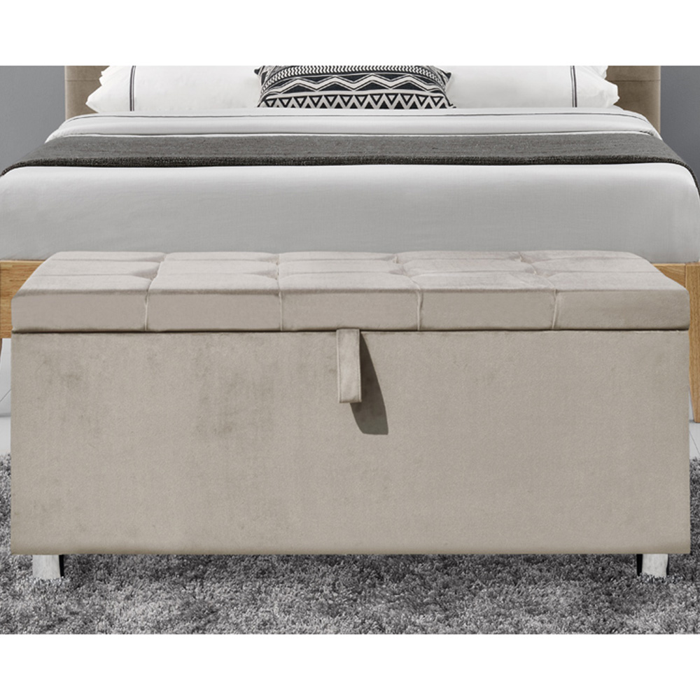 Brooklyn King Size Cream Plush Velvet 4 Drawer Bed Frame with Blanket Box Image 3