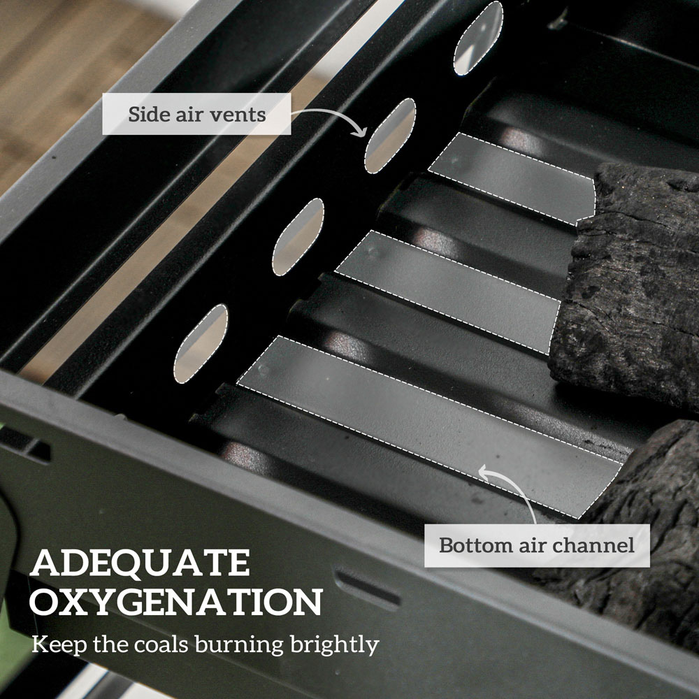 Outsunny Black Portable Charcoal Grill with Pull Out Charcoal Basin Image 6