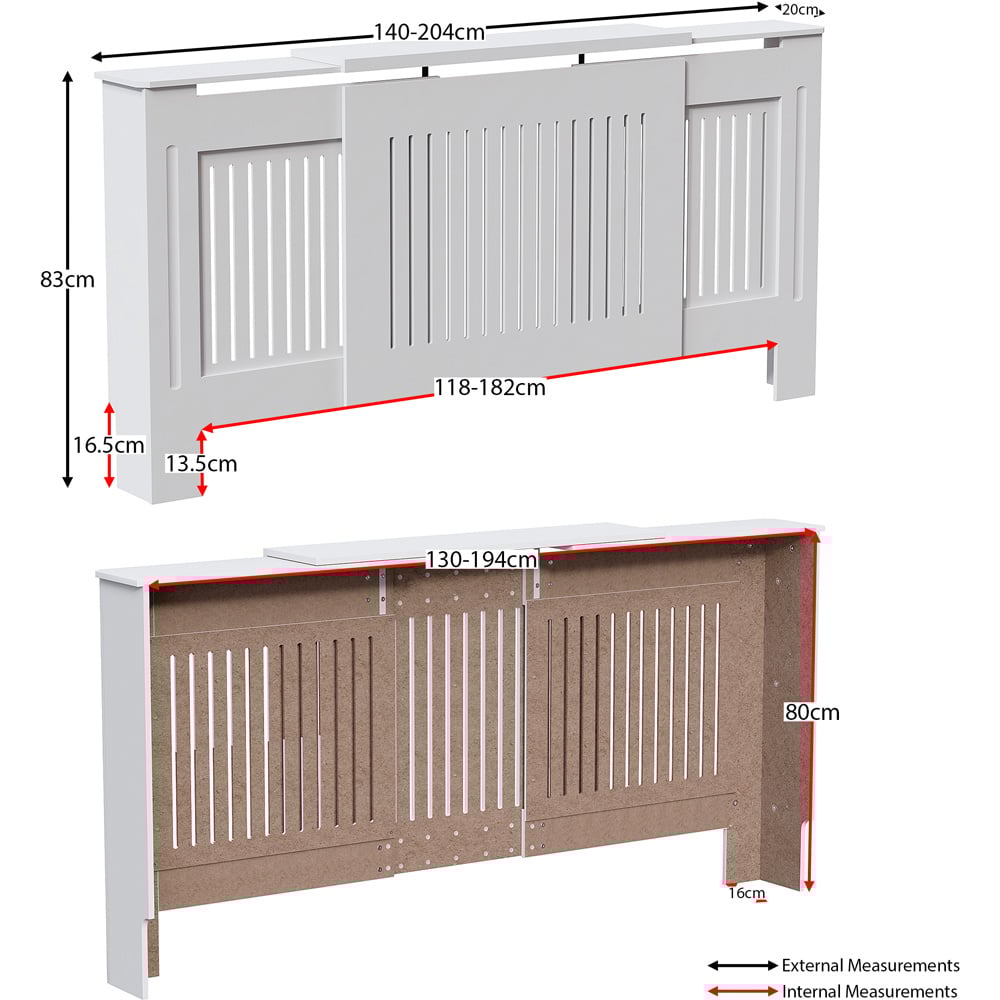 Vida Designs Chelsea White Radiator Cover Adjustable Image 9