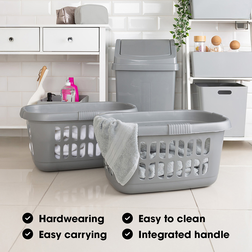 Wham Casa Silver Hipster Laundry Basket 2 Pack Image 4