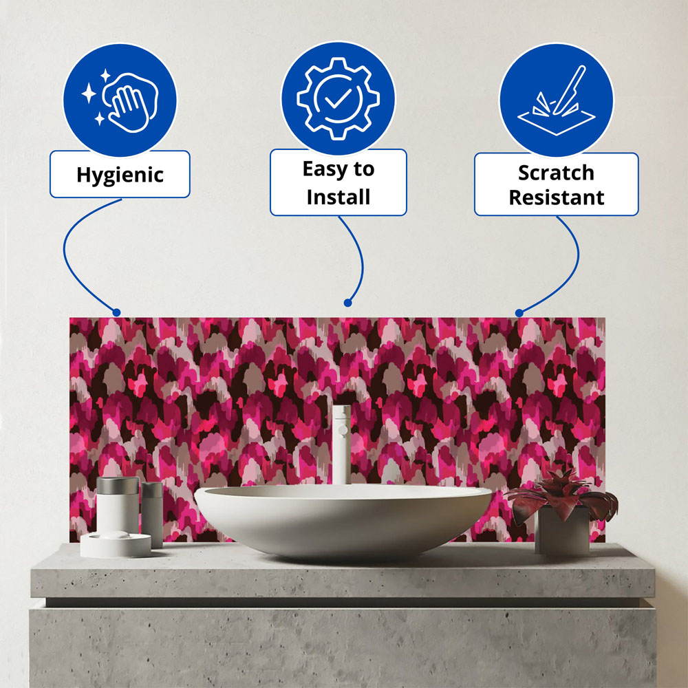 Warren Reed Designer Pink Animal Print Glass Bathroom Splashback 25 x 60cm Image 3