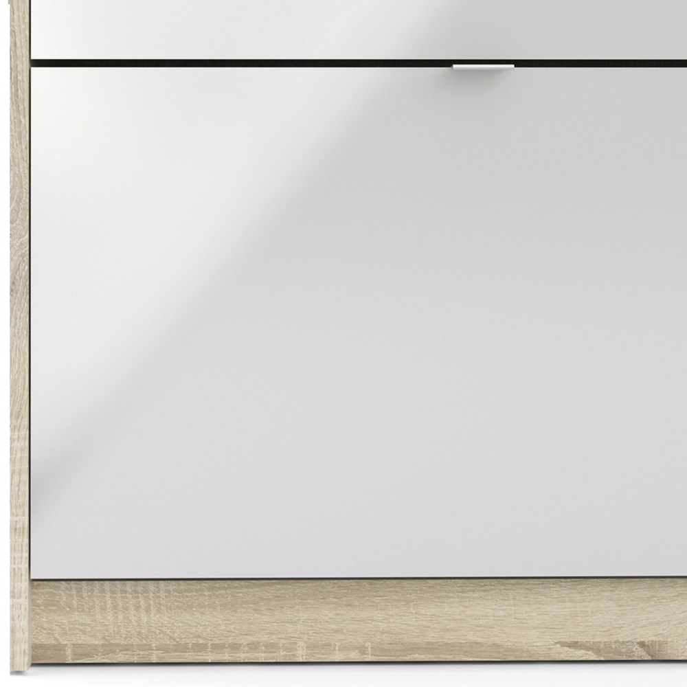 Florence Shoes 4 Door Double Layer Oak and White Shoe Storage Cabinet Image 7