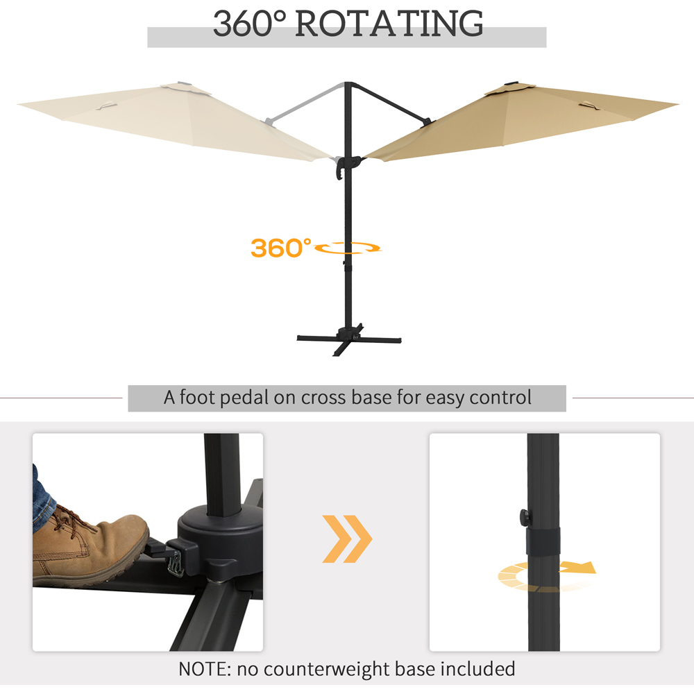 Outsunny Khaki Solar LED Cantilever Parasol 3m Image 6