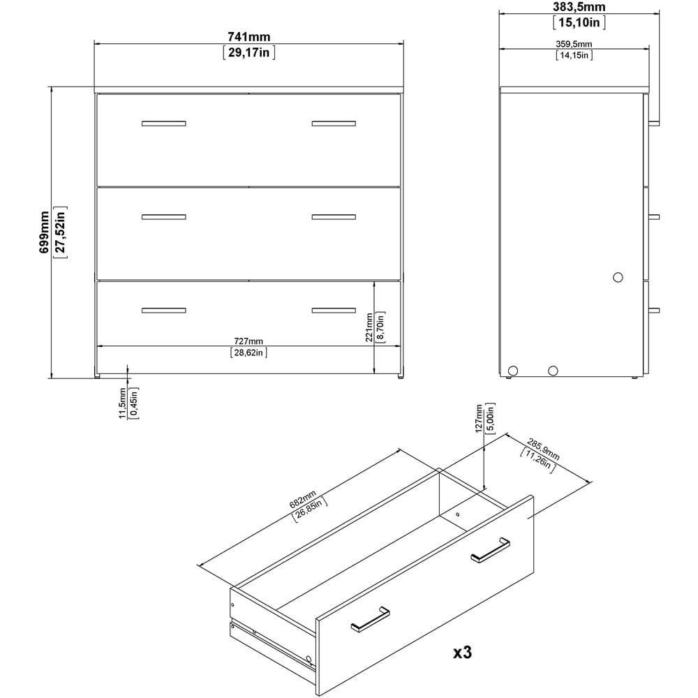 Florence Space Oak 3 Piece Bedroom Furniture Set Image 9