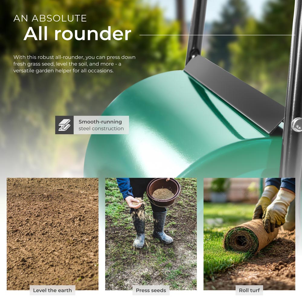 tectake Green Lawn Roller with Padded Handle 60cm Image 5