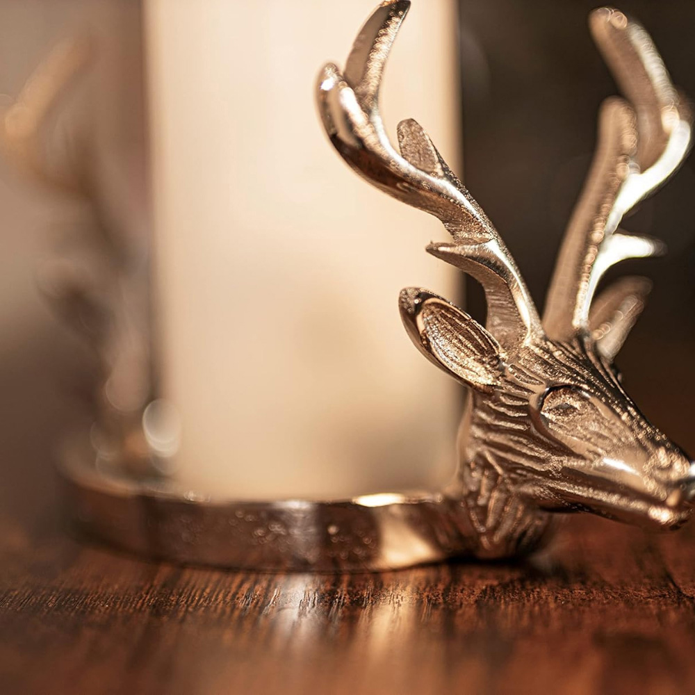 Marco Paul Silver Double Head Reindeer Candle Holder Image 3