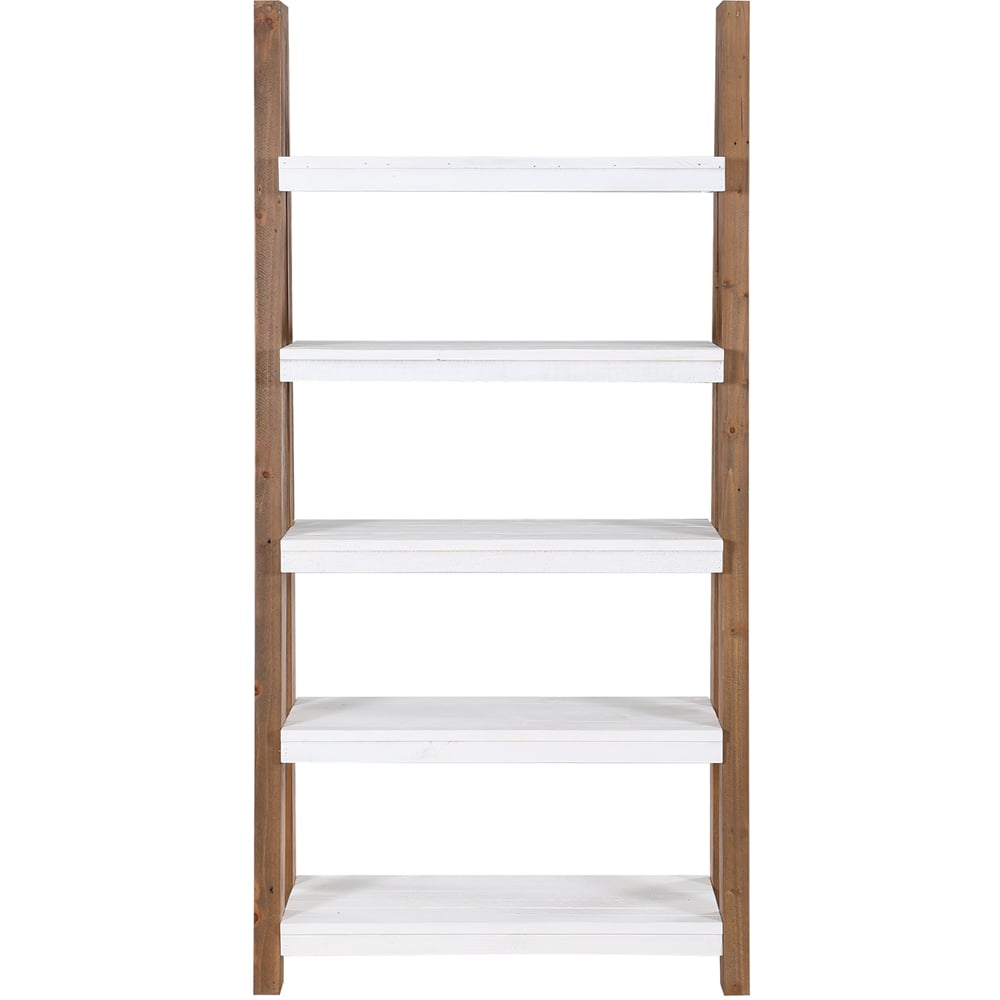 Baumhaus Trinity 5 Shelf White and Brown Large Open Bookcase Image 2