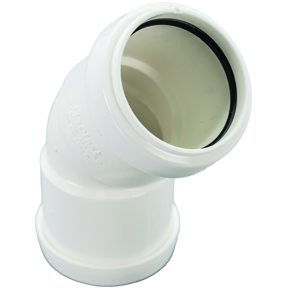 FloPlast Push Fit Waste 135 Degree Bend White 40mm Image 3