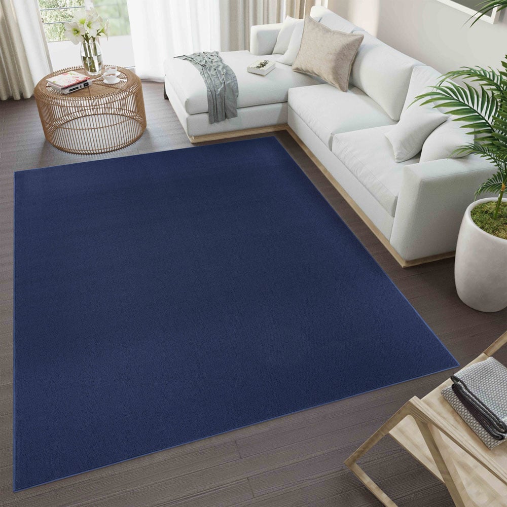 Desire Rugs Simple Navy Low Pile Felt Backing Tufted Rug 220 x 60cm Image 5