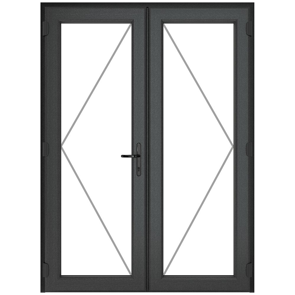Crystal uPVC Double Glazed French Door Left hand master Grey White Clear Glass 1590x2090mm Image 2