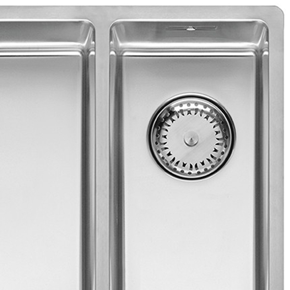 Reginox New York Silver 1.5 Square Bowl Sink 180 x 400 and 340 x 400mm Image 2