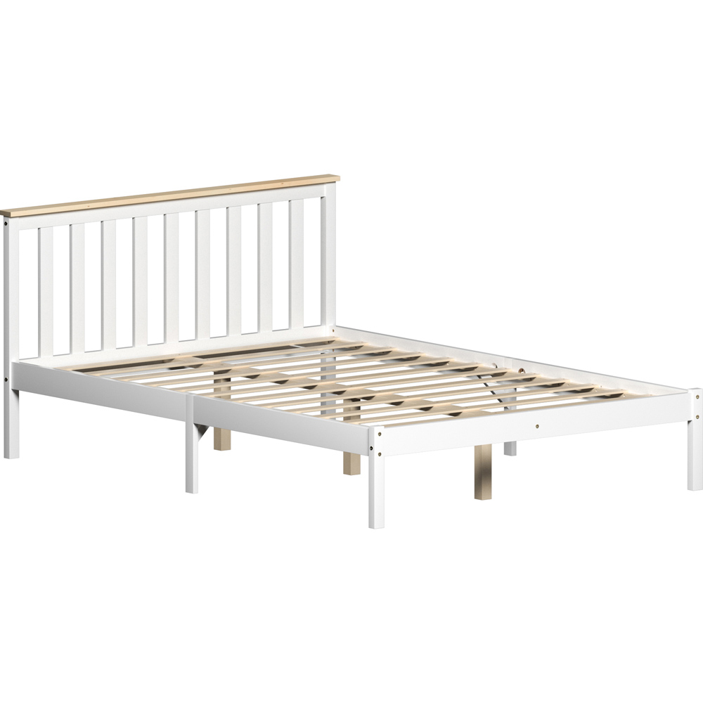 Vida Designs Milan Double White and Pine Low Foot Wooden Bed Frame Image 2