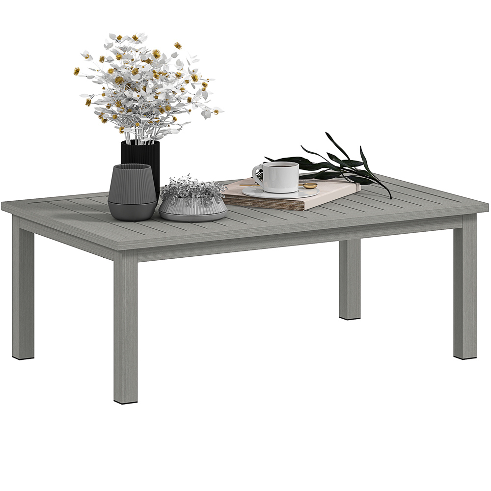 Outsunny Grey Wood Grain Effect Garden Coffee Table Image 2