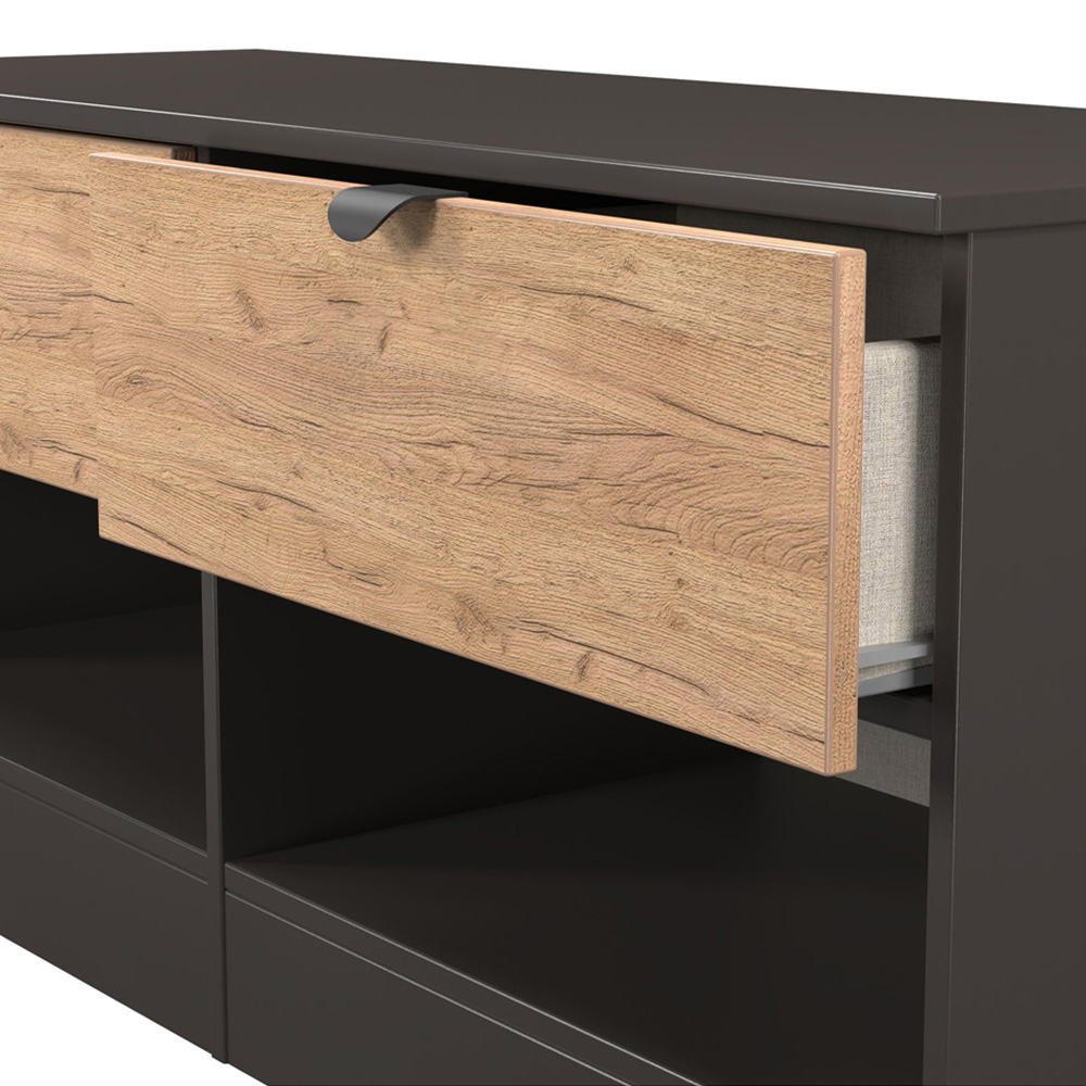 Crowndale Bora 2 Drawer 2 Shelf Gold Oak and Graphite Storage Unit Image 5
