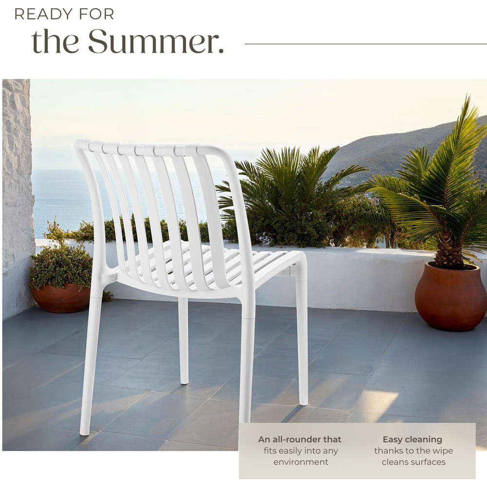 tectake Alcudia Set of 2 White Stackable Garden Chair Image 4