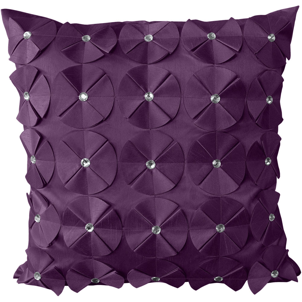 Intimates Vogue Diamante Aubergine Filled Cushion 56 x 56cm 2 Pack Image 1