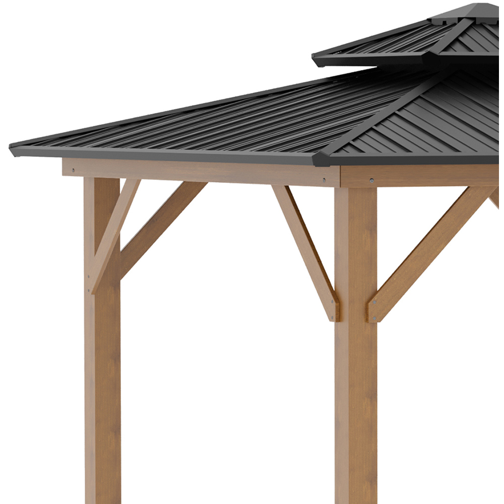 Outsunny 3.5 x 3.5m Black Wood Frame Double Tiered Hardtop Gazebo Image 4