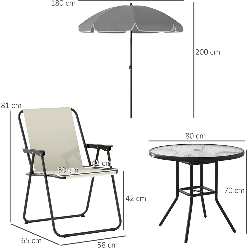 Outsunny 4 Seater Garden Dining Set with Parasol Cream Image 8