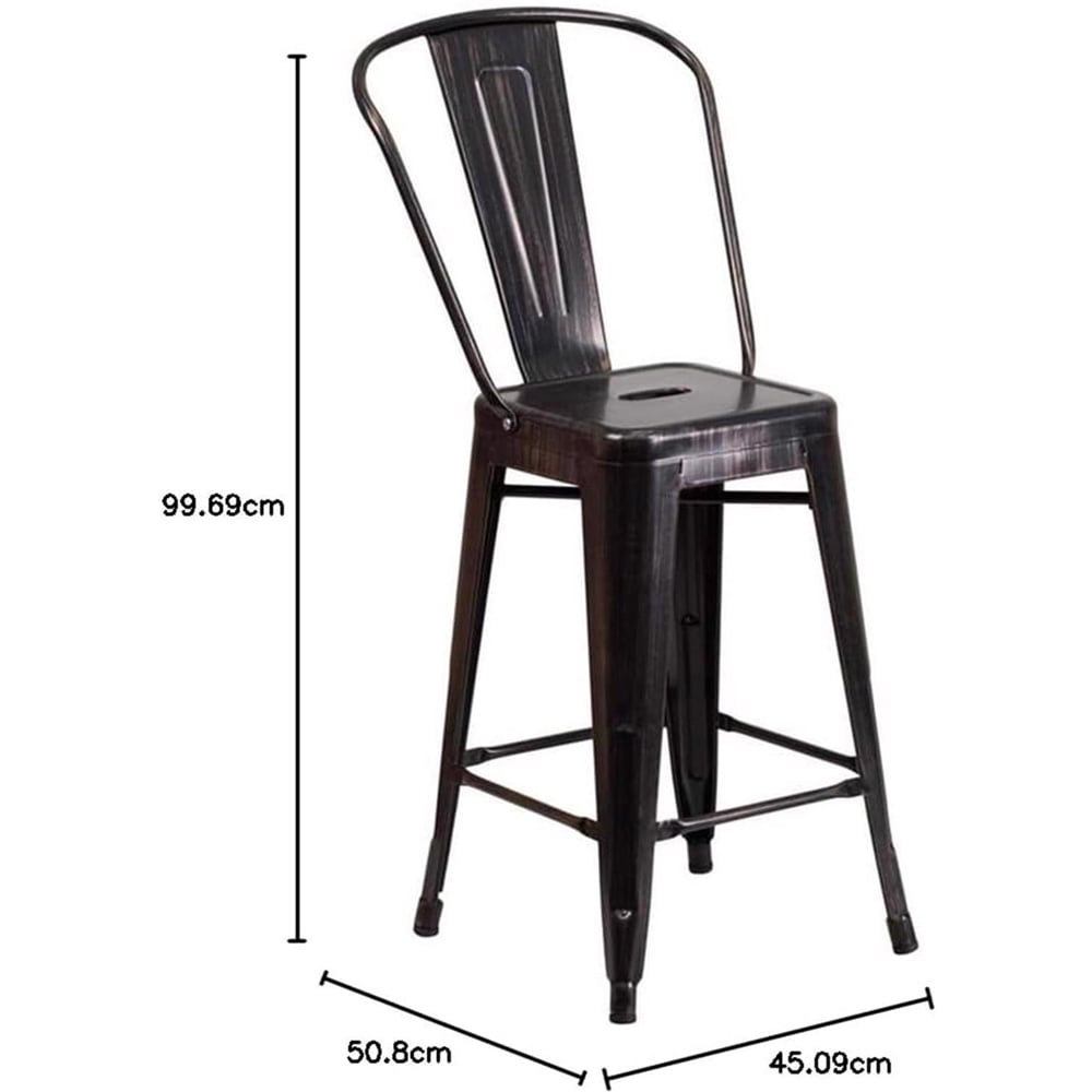 FWStyle Set of 4 24 inch Black and Gold Galvanised Steel Ready Assembled Bar Chairs Image 5