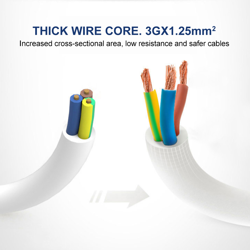 ExtraStar White 13A 3m 6 Socket Individually Switched Surge Protected Extension Lead Image 4