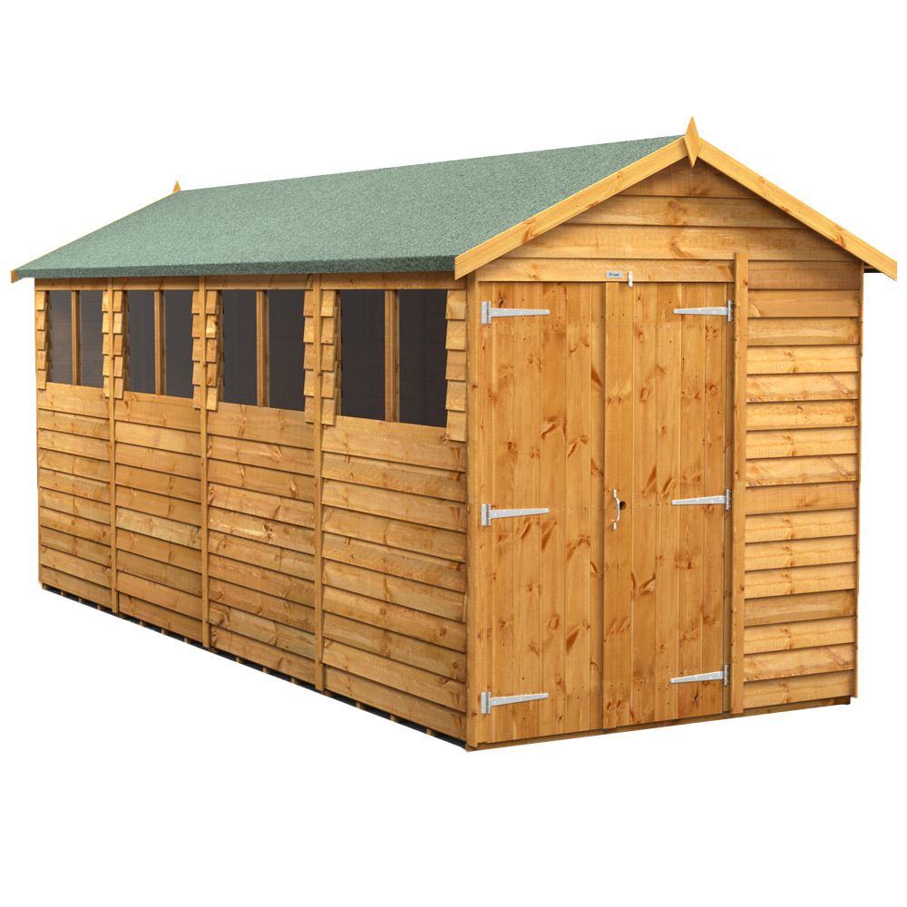 Power 16 x 6ft Double Door Overlap Apex Shed Image 1