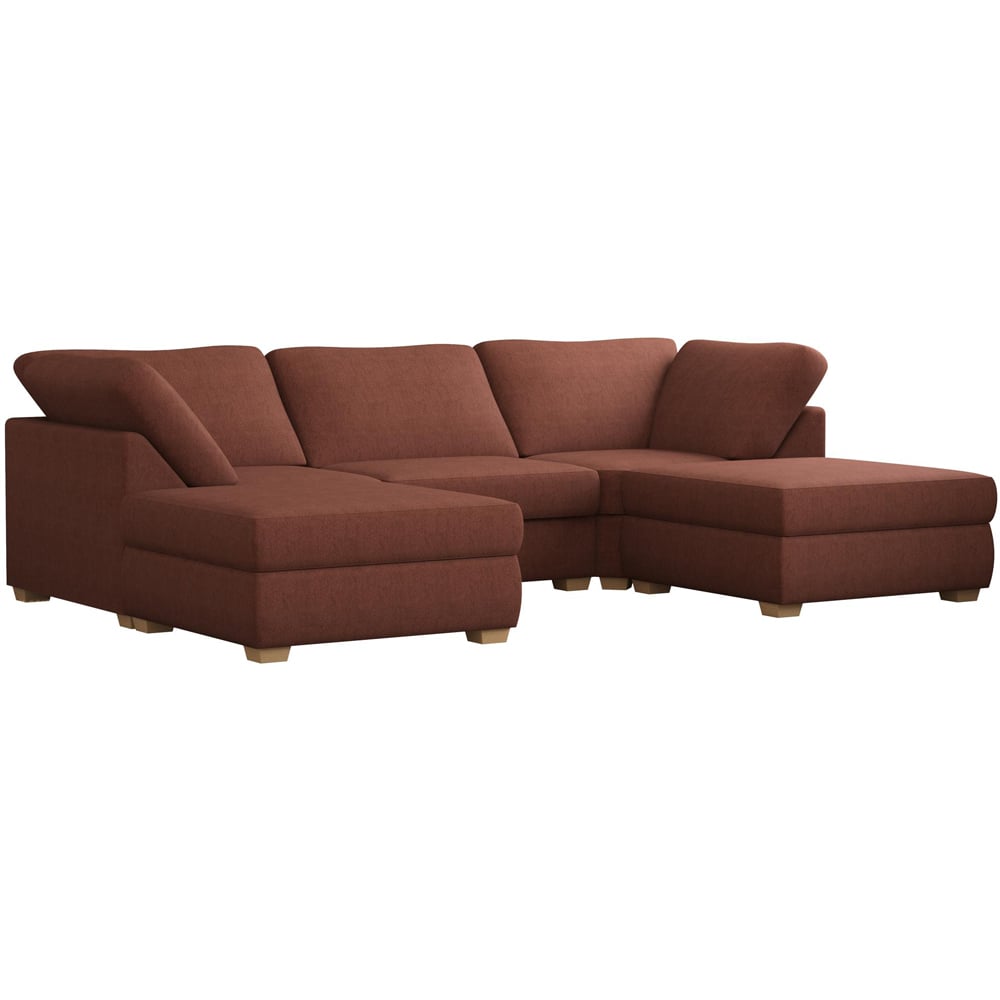 Nestle 5 Seater Brick Venice Fixed Back U-Shape Sofa Image 3