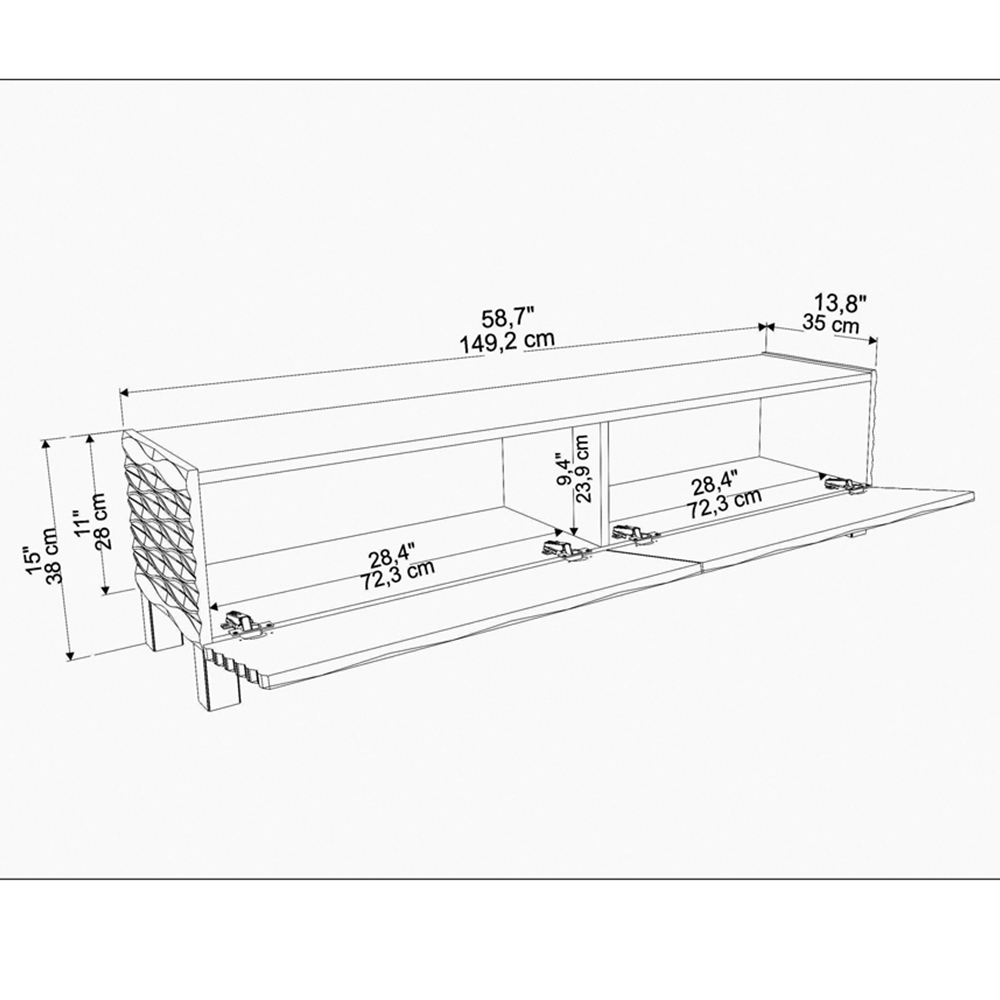 Decorotika Lerze 2 Door Black Marble and White TV Unit Image 6