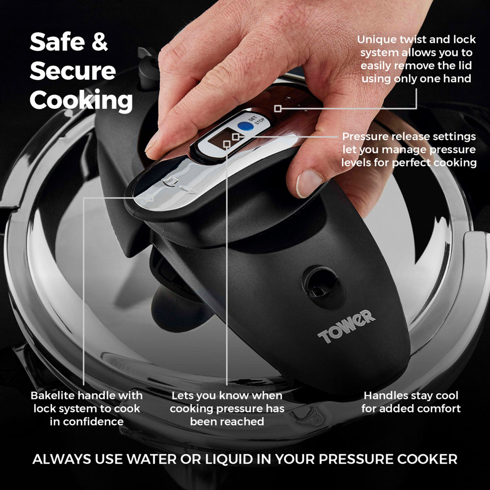 Tower 4L Silver One Touch Ultima Pressure Cooker Image 4