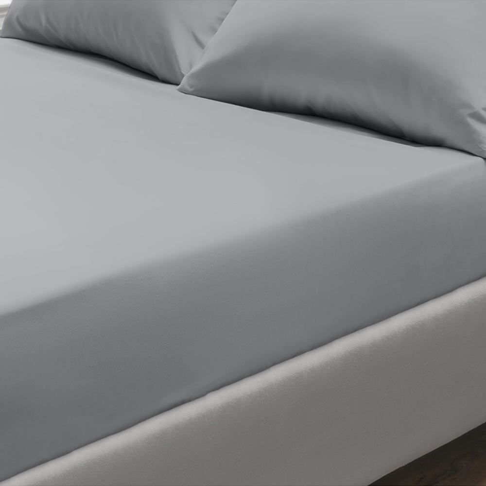 Sweet Dreams Percale Super King Size Grey Fitted Sheet Image 2
