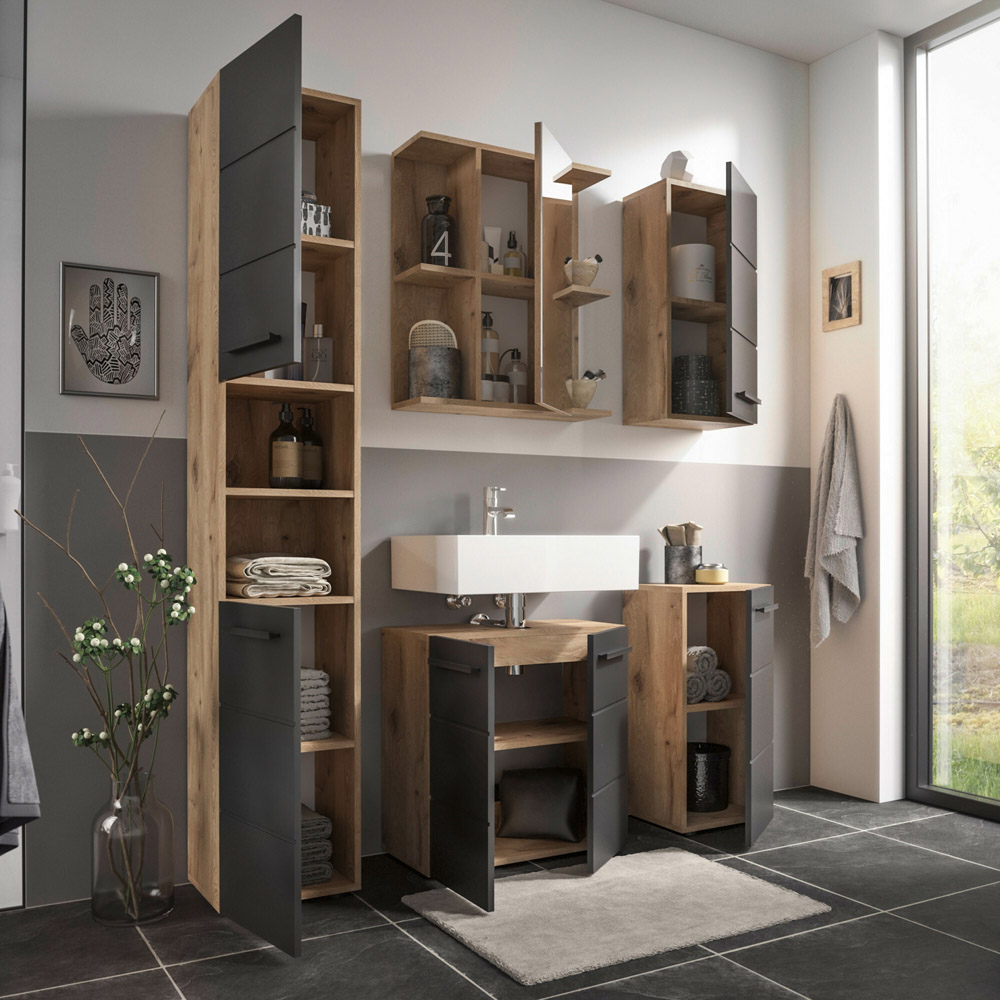 Julian Bowen Vista Single Door Viking Oak Mirror Cabinet Image 7
