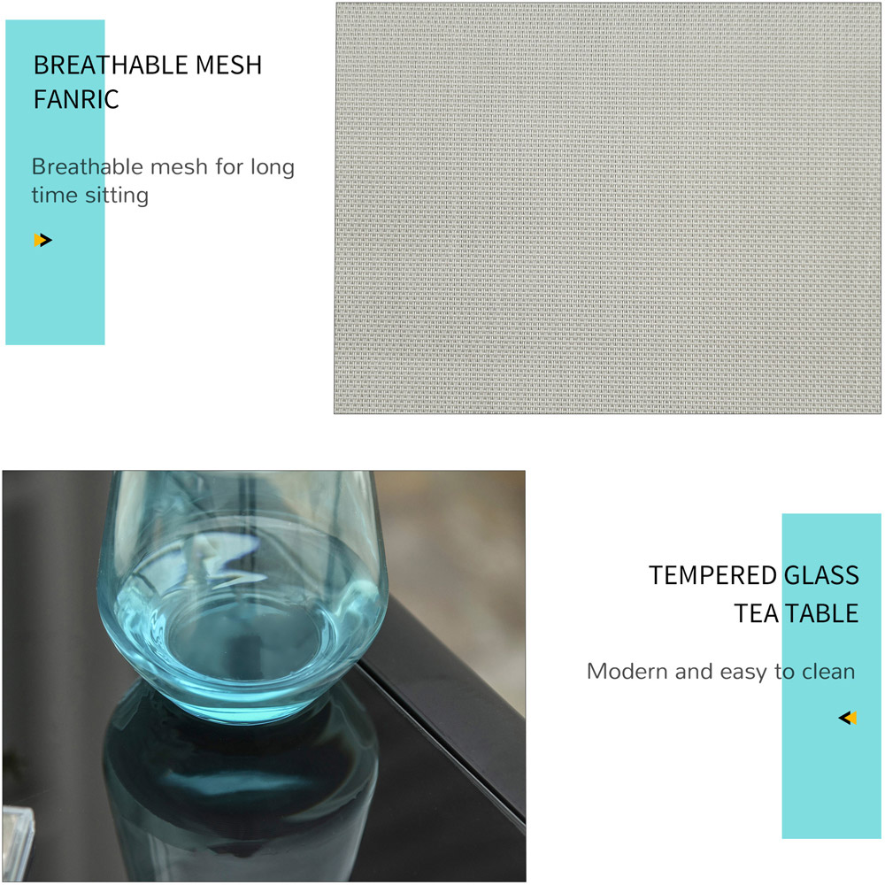 Outsunny 2 Seater Grey Lounge Set Image 6