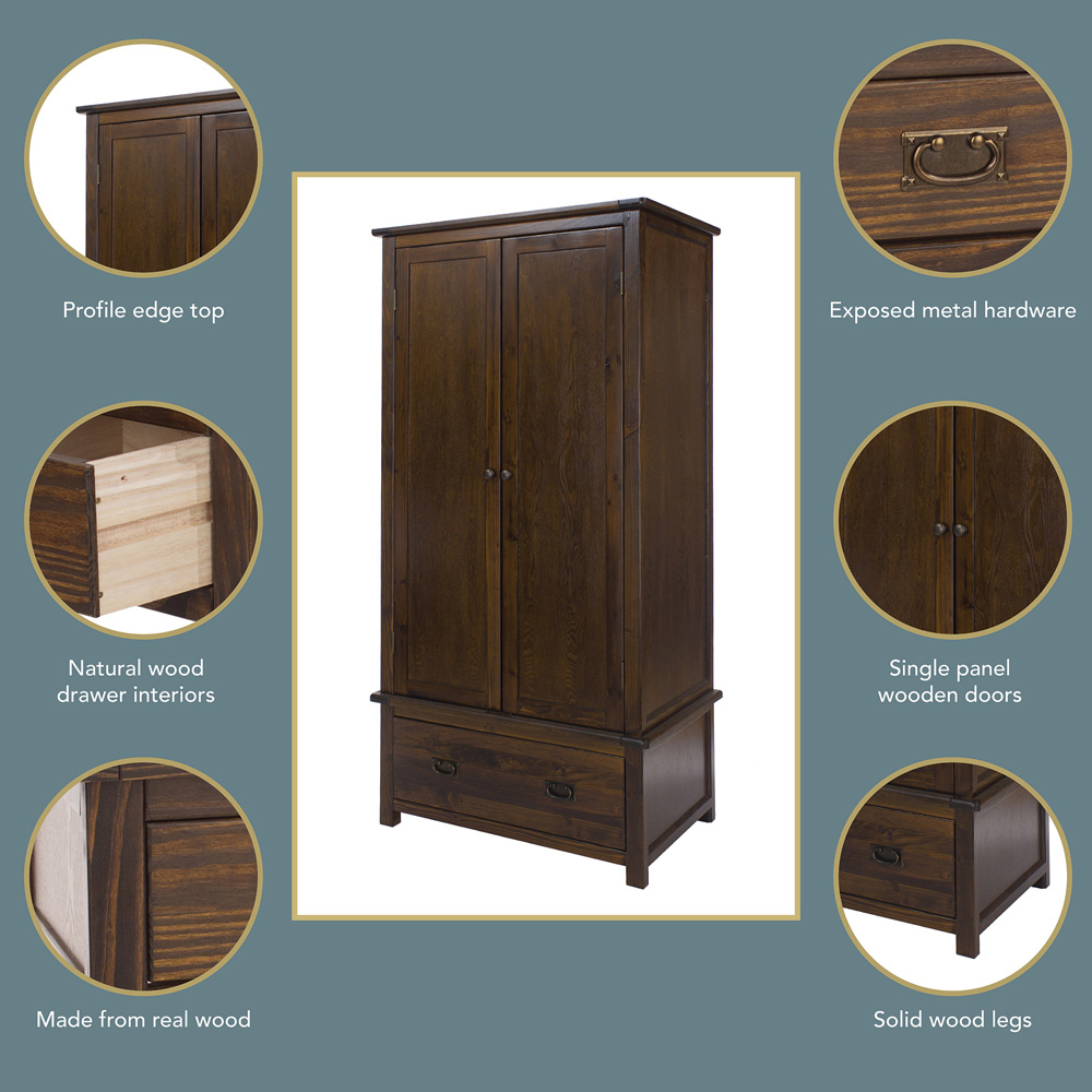 Core Products Boston 2 Door Single Drawer Wardrobe Image 9