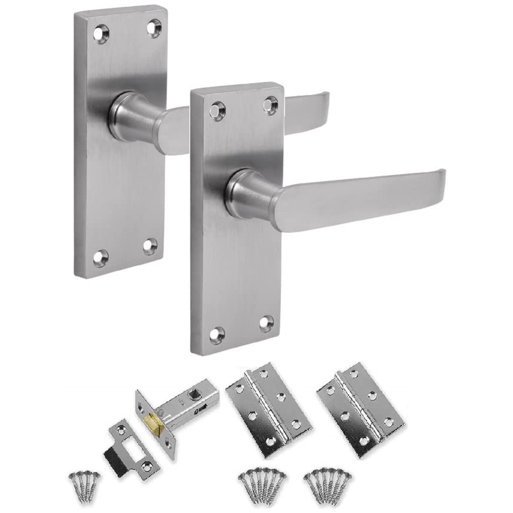 Golden Grace Satin Brushed Chrome Victorian Straight Latch Door Handle Set 6 Pack Image 2